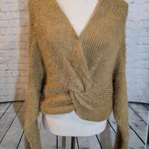 Dee Elly | Reversible Twist Knot Front/Back Eyelash Knit Sweater Size S